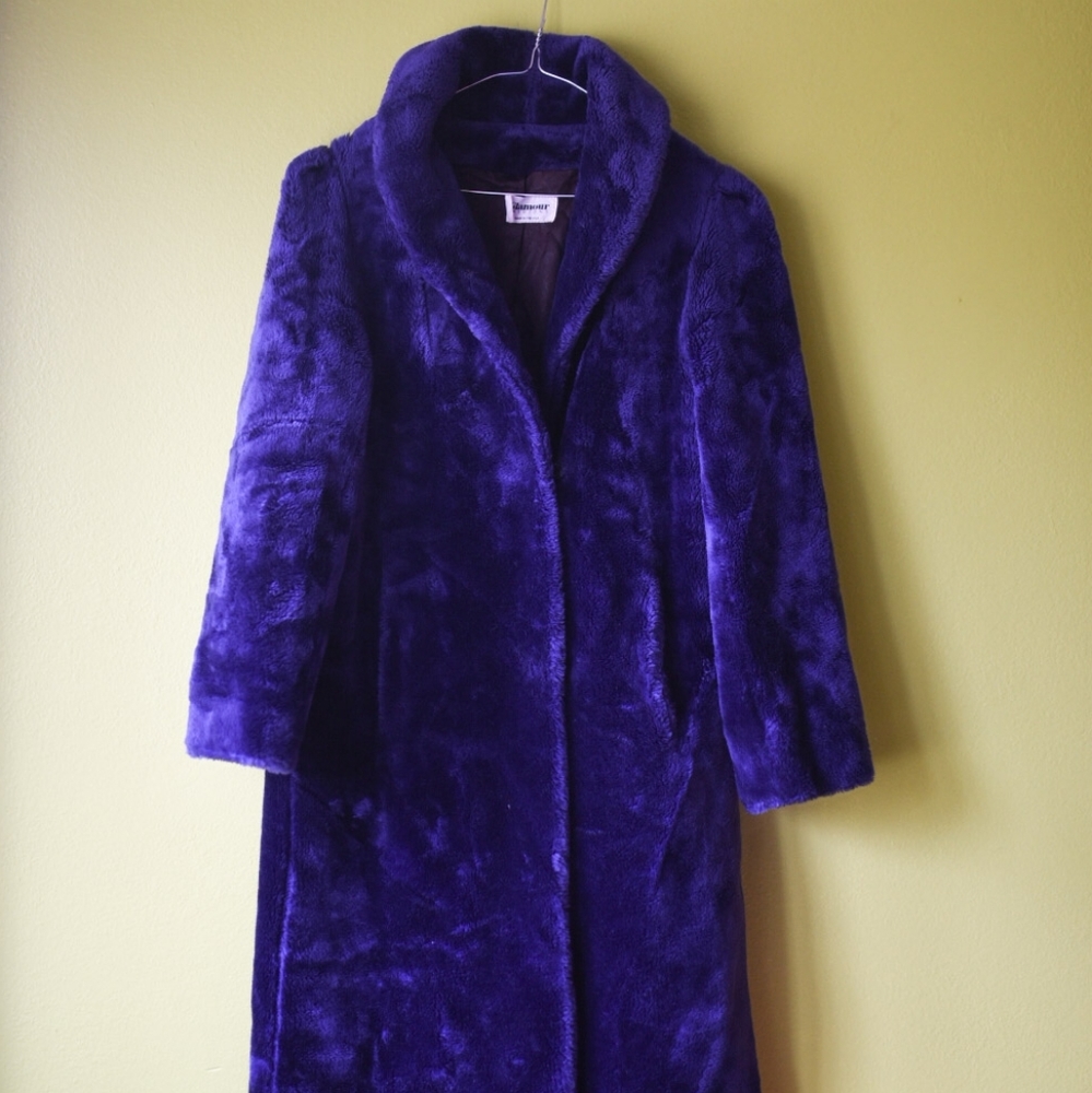 Purple Vintage Faux Fur Coat